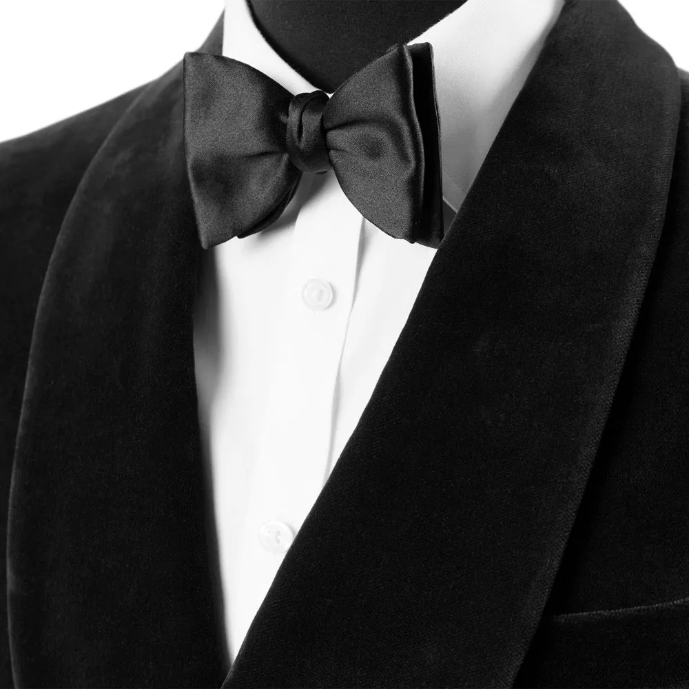 Black Double-Breasted Velvet Smoking Jacket