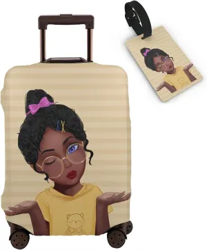 Black Girl Luggage Covers for Suitcase,Travel Luggage Cover Protector for Suitcase L(27-30 inch luggage)