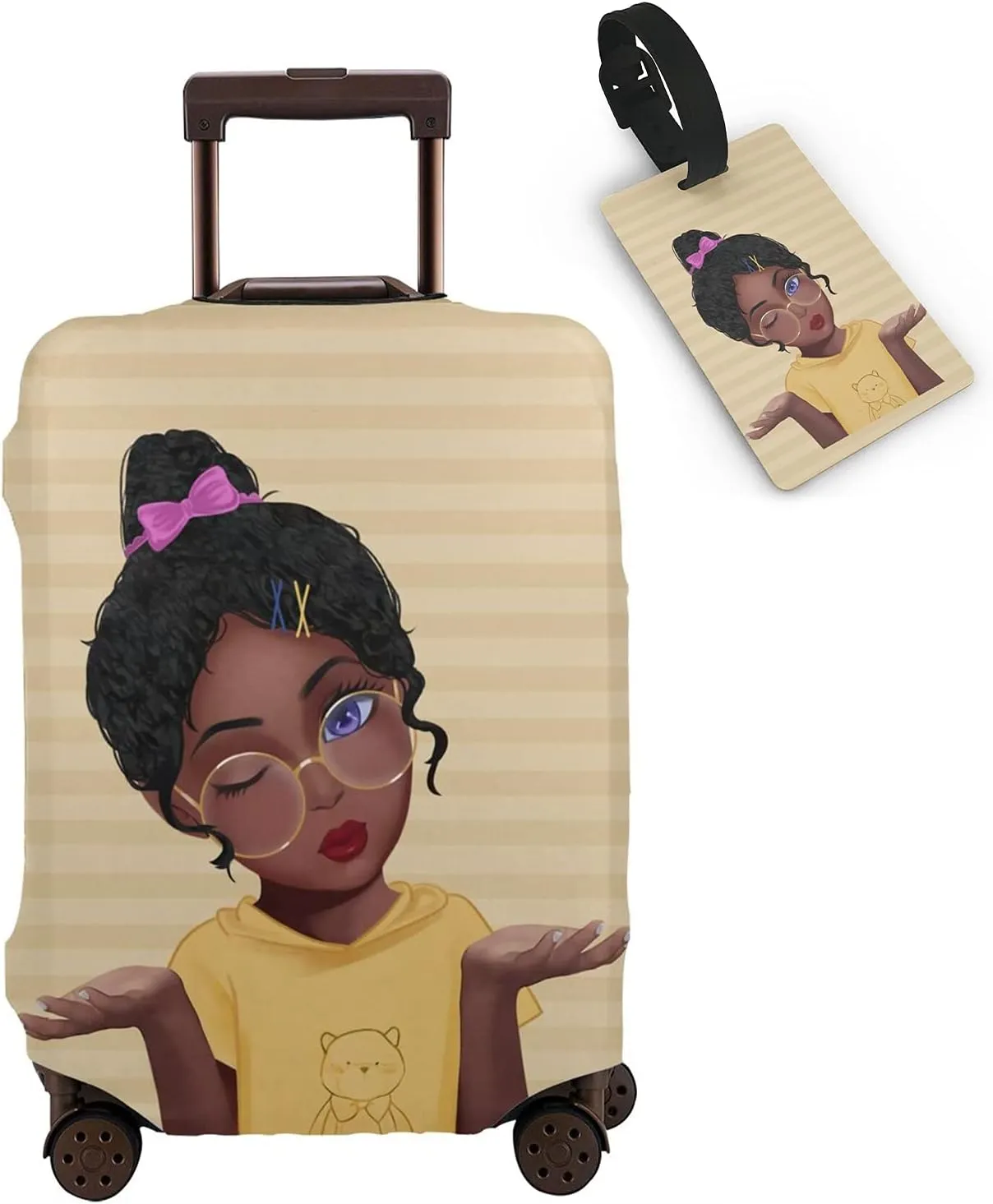 Black Girl Luggage Covers for Suitcase,Travel Luggage Cover Protector for Suitcase L(27-30 inch luggage)