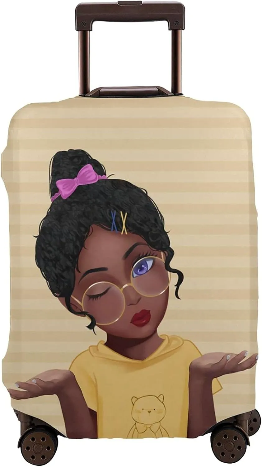 Black Girl Luggage Covers for Suitcase,Travel Luggage Cover Protector for Suitcase L(27-30 inch luggage)