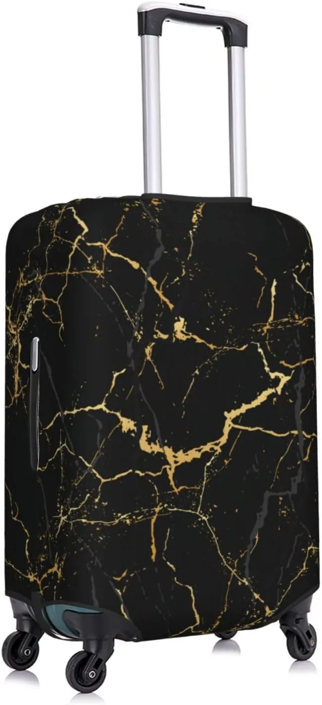 Black Marble Pattern Luggage Suitcase Covers Elastic Washable Marbling Texture Luggage Protector Travel Suitcase Protective Cover For Kid And Adult, L (Fit 25-29 Inch Luggage)
