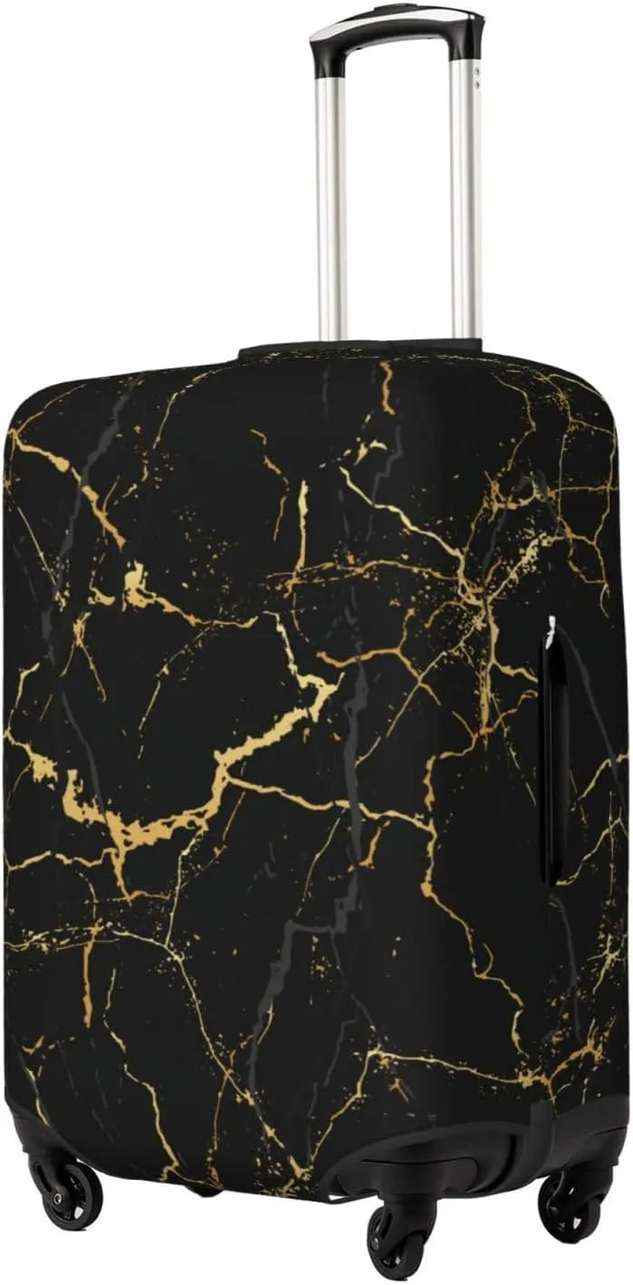 Black Marble Pattern Luggage Suitcase Covers Elastic Washable Marbling Texture Luggage Protector Travel Suitcase Protective Cover For Kid And Adult, L (Fit 25-29 Inch Luggage)