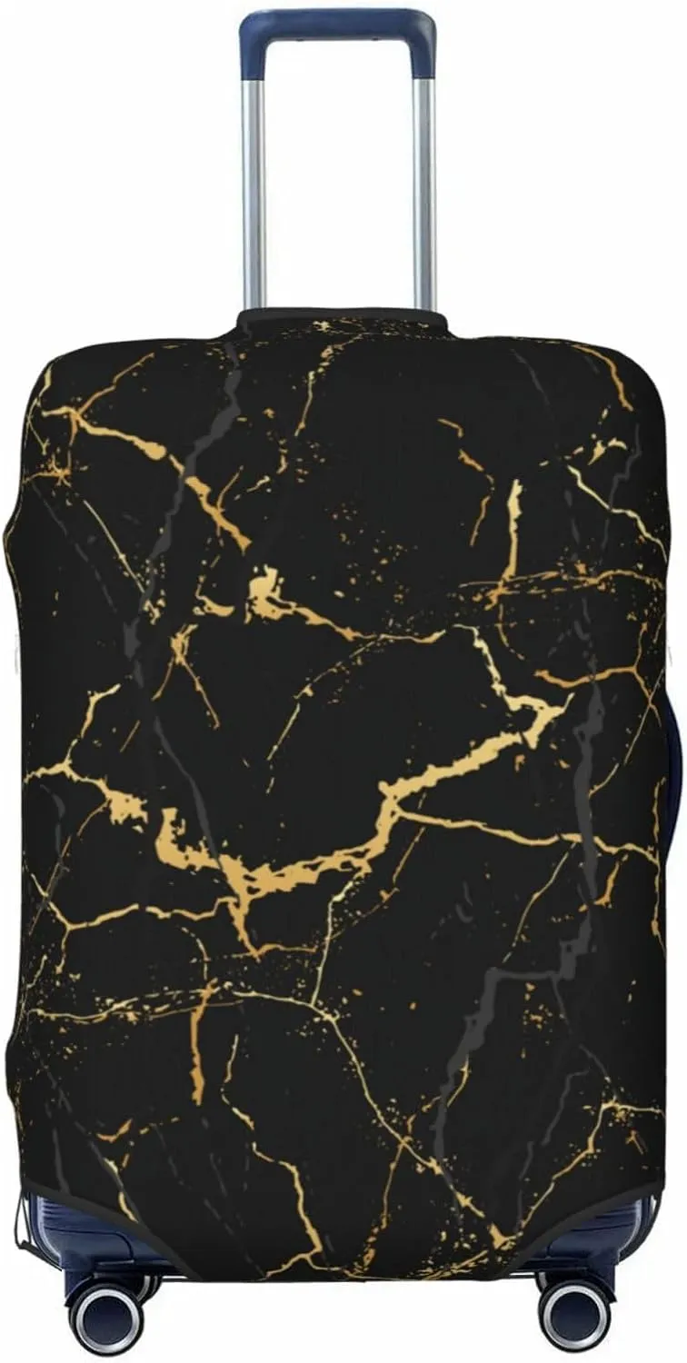 Black Marble Pattern Luggage Suitcase Covers Elastic Washable Marbling Texture Luggage Protector Travel Suitcase Protective Cover For Kid And Adult, L (Fit 25-29 Inch Luggage)