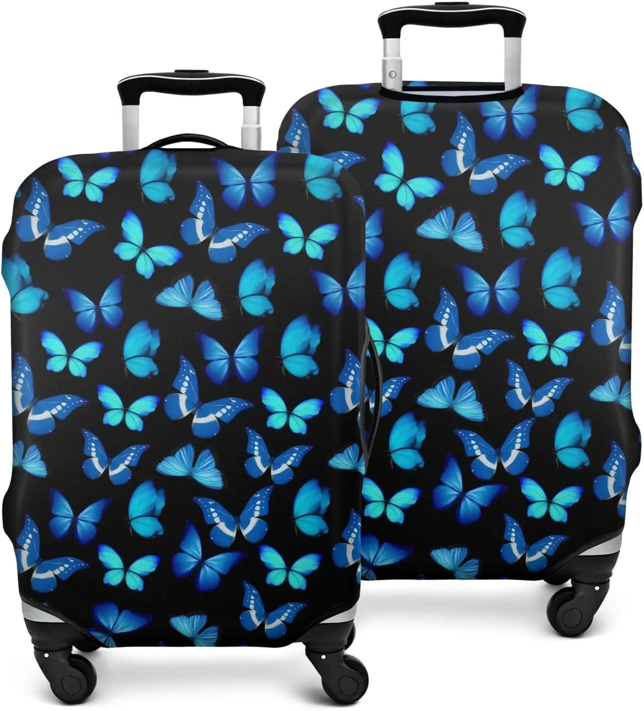 Blue Butterfly Print Travel Suitcase Protector Waterproof Elastic Stretch Luggage Protective Cover For 29-32 Inch Trolley Cases