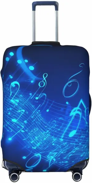 Blue Musical Notes Travel Luggage Cover Suitcase Protector Washable Elastic Suitcase Cover Anti-Scratch Luggage Protector Travel Suitcase Baggage Cover Fits 18-32 Inch Suitcase X-Large