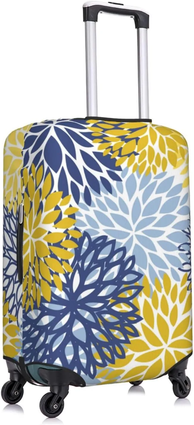 Blue Yellow Daisy Luggage Suitcase Covers Elastic Washable Chrysanthemum Flowers Luggage Protector Travel Suitcase Protective Cover For Kid And Adult, S (Fit 18-21 Inch Luggage)