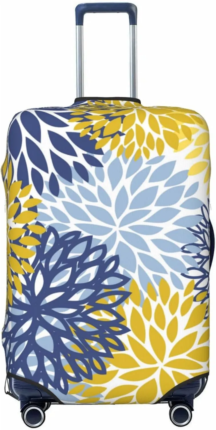 Blue Yellow Daisy Luggage Suitcase Covers Elastic Washable Chrysanthemum Flowers Luggage Protector Travel Suitcase Protective Cover For Kid And Adult, S (Fit 18-21 Inch Luggage)