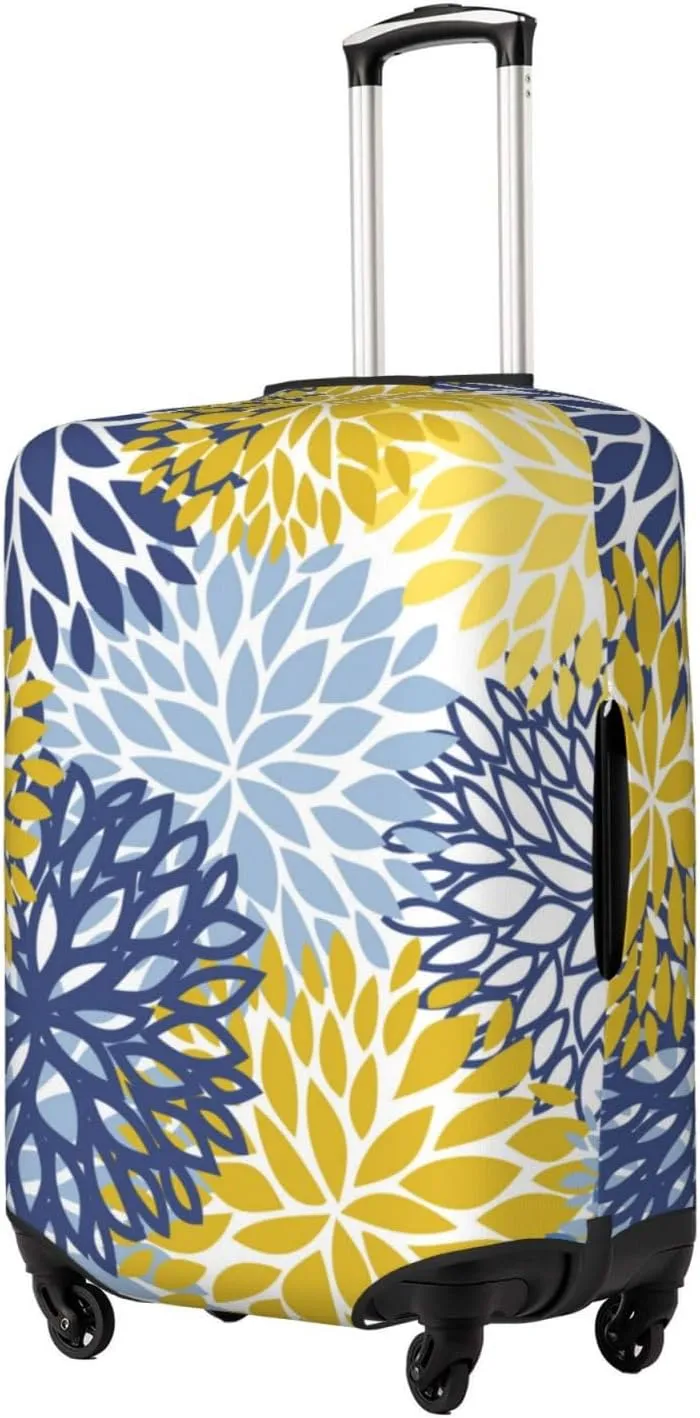 Blue Yellow Daisy Luggage Suitcase Covers Elastic Washable Chrysanthemum Flowers Luggage Protector Travel Suitcase Protective Cover For Kid And Adult, S (Fit 18-21 Inch Luggage)