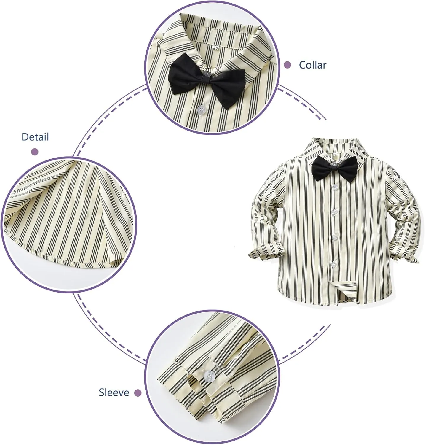 Boys Gentleman Suits Toddler Kids Wedding Outfit Clothes 4 Pieces Dress Shirt & Pants & Vest Set with Bowtie, 2-8 Years
