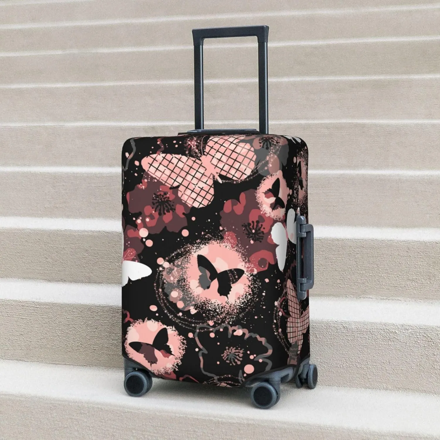 Butterflies Luggage Suitcase Covers Elastic Washable Luggage Protector Travel Suitcase Protective Cover For Kid And Adult, M (Fit 22-24 Inch Luggage)