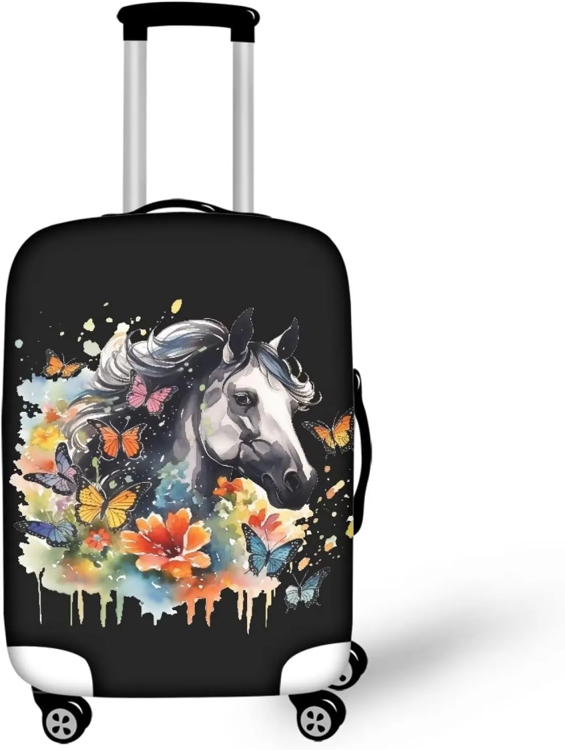 Butterfly Horse Print Luggage Cover for Men,24"Carry on Suitcase Cover,Personalized Suitcase Protector,Luggage Protector for Women,Carry on Luggage Cover,Gift for Women Men
