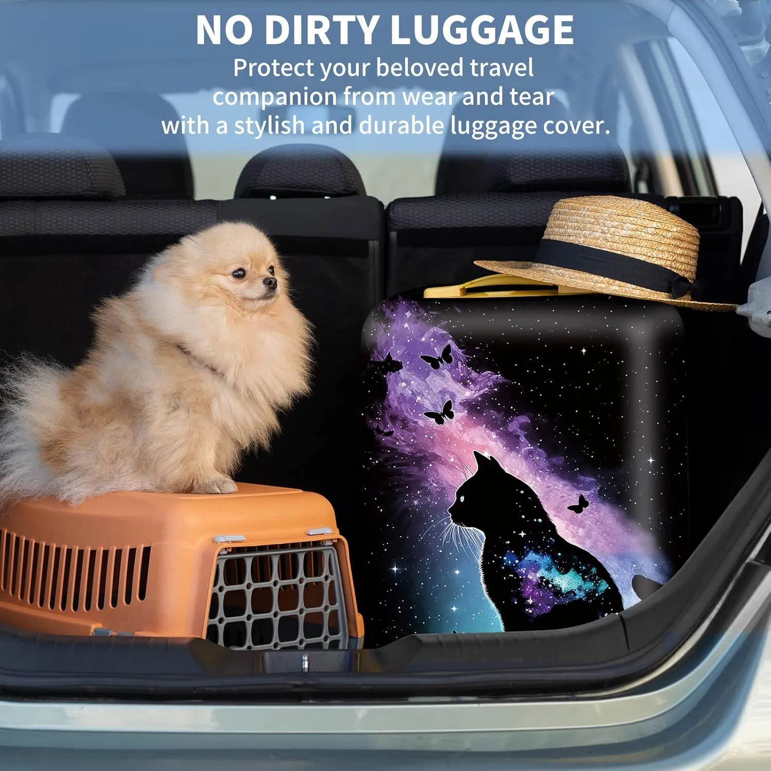BVDIKMI Galaxy Cat Suitcase Cover Elastic Protective Dustproof Washable Travel Luggage Covers for Suitcase With Cute Baggage Tag (XL, Fit 29-32 Inch Luggage)