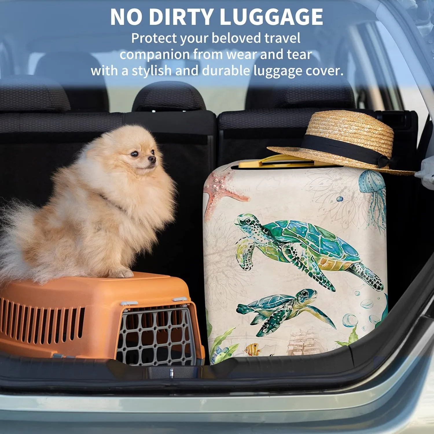 BVDIKMI Ocean Turtle Suitcase Cover Elastic Protective Dustproof Washable Travel Luggage Covers for Suitcase With Cute Baggage Tag (XL, Fit 29-32 Inch Luggage)