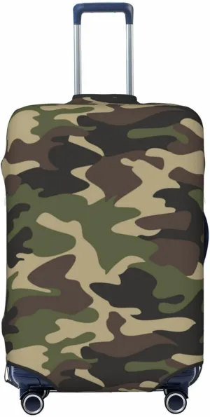 Camouflage Pattern Printing Luggage Suitcase Covers Elastic Washable Green Camo Luggage Protector Travel Suitcase Protective Cover For Kid And Adult, M (Fit 22-24 Inch Luggage)