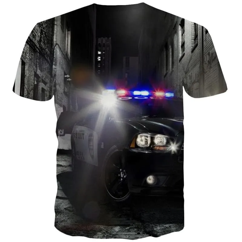 Car T shirt Men Policemen T-shirts 3d Night Shirt Print Harajuku Funny T shirts