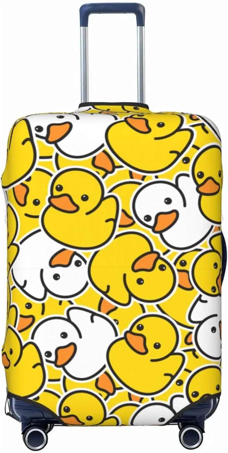Cartoon Duckies Luggage Suitcase Covers Elastic Washable Cute Rubber Ducks Luggage Protector Travel Suitcase Protective Cover For Kid And Adult, S (Fit 18-21 Inch Luggage)