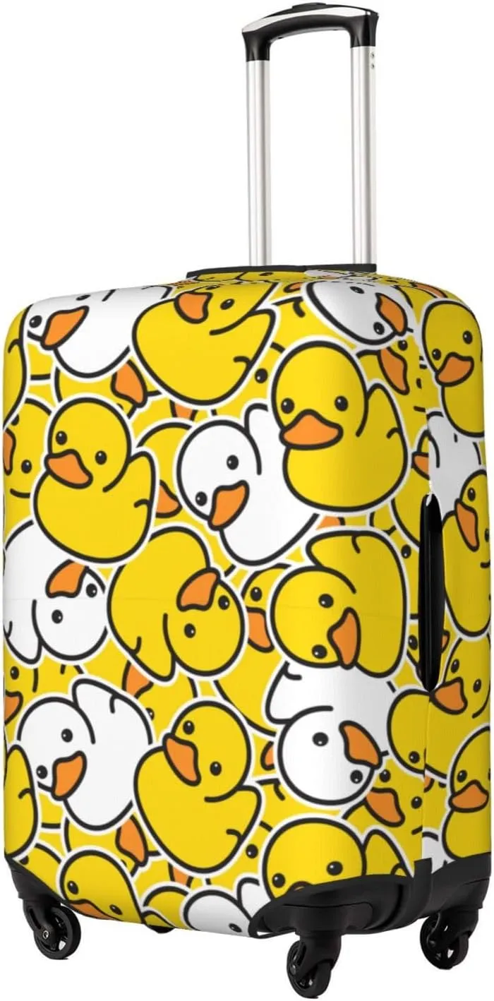 Cartoon Duckies Luggage Suitcase Covers Elastic Washable Cute Rubber Ducks Luggage Protector Travel Suitcase Protective Cover For Kid And Adult, S (Fit 18-21 Inch Luggage)