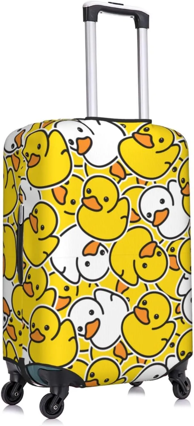 Cartoon Duckies Luggage Suitcase Covers Elastic Washable Cute Rubber Ducks Luggage Protector Travel Suitcase Protective Cover For Kid And Adult, S (Fit 18-21 Inch Luggage)