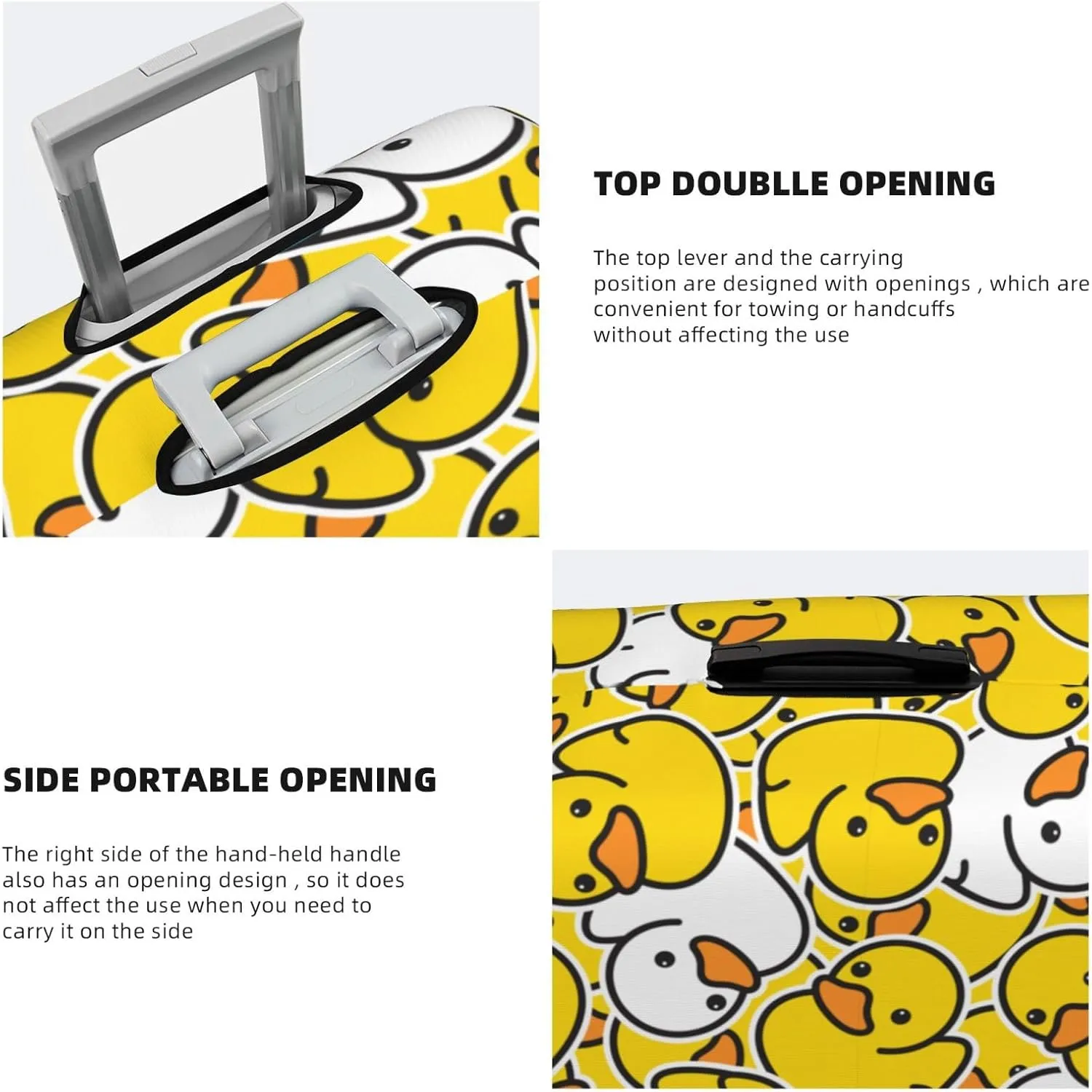 Cartoon Duckies Luggage Suitcase Covers Elastic Washable Cute Rubber Ducks Luggage Protector Travel Suitcase Protective Cover For Kid And Adult, S (Fit 18-21 Inch Luggage)