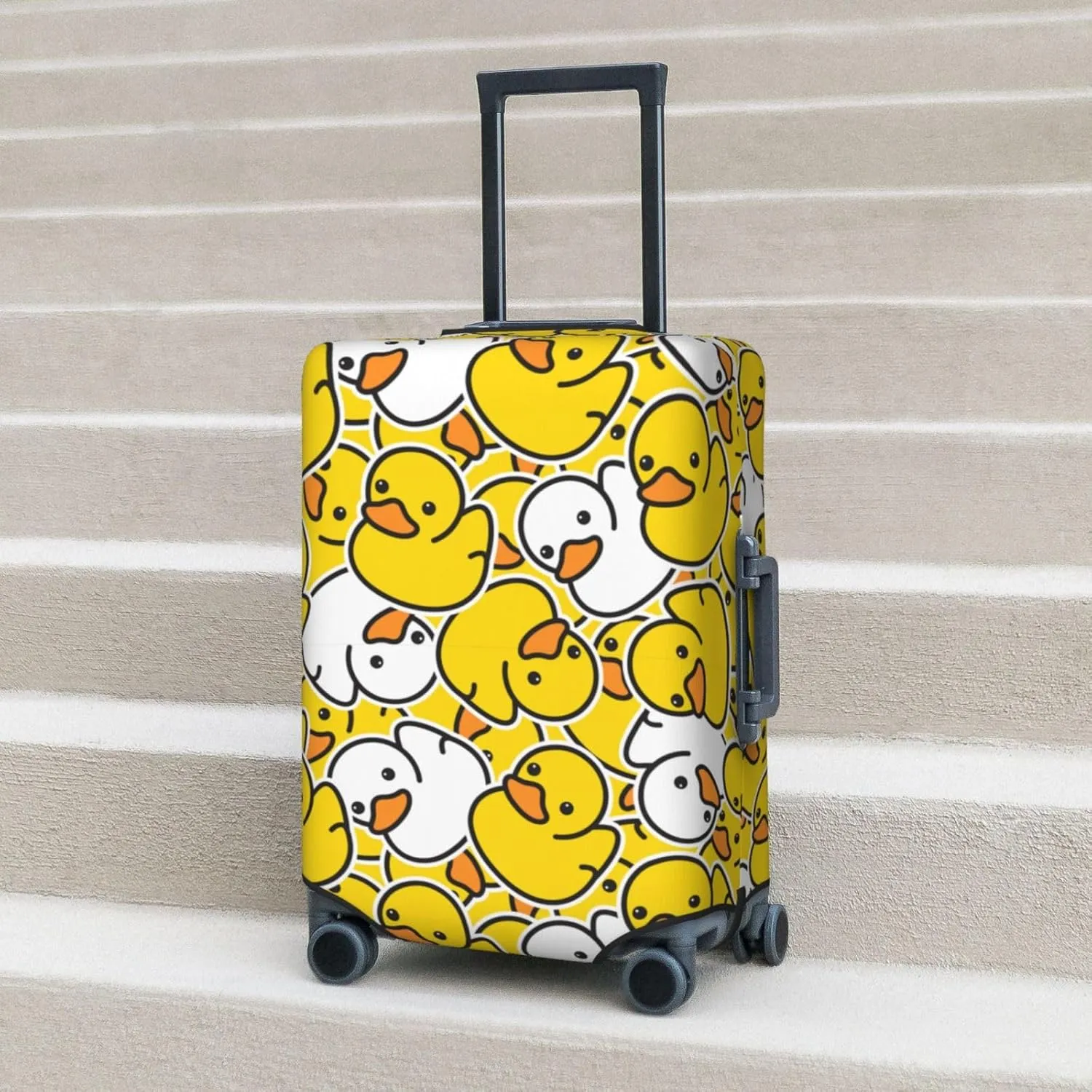 Cartoon Duckies Luggage Suitcase Covers Elastic Washable Cute Rubber Ducks Luggage Protector Travel Suitcase Protective Cover For Kid And Adult, S (Fit 18-21 Inch Luggage)