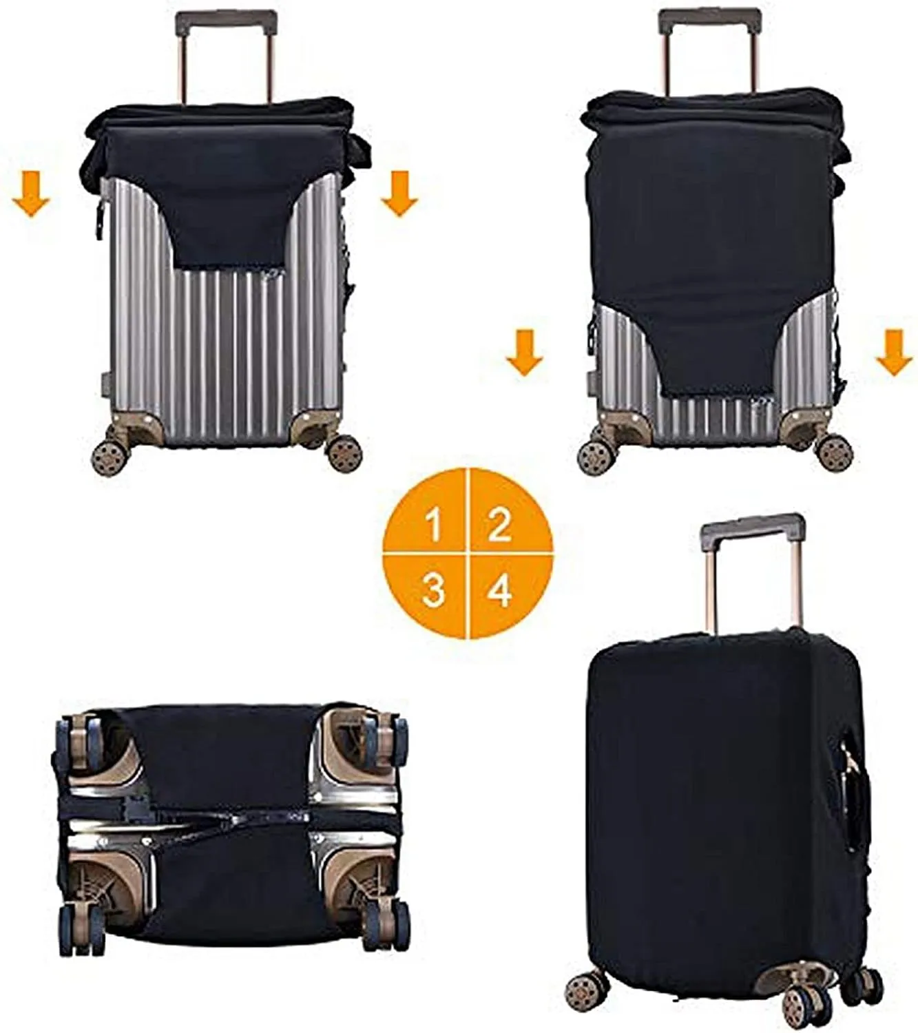 Cat Kitten Playing in Jeans Pocket Travel Luggage Cover Fits 18-32 Inch Luggage, Stretch Suitcase Cover Protector with Concealed Zipper for Wheeled Suitcase Tsa Approved