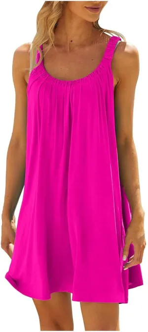Ceboyel Womens Plain Tank Sundresses Sleeveless Short Mini Dresses Summer Casual Beach Dress Cute Tropical Vacation Clothing