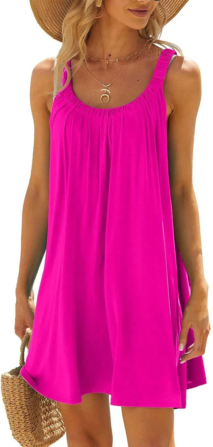 Ceboyel Womens Plain Tank Sundresses Sleeveless Short Mini Dresses Summer Casual Beach Dress Cute Tropical Vacation Clothing