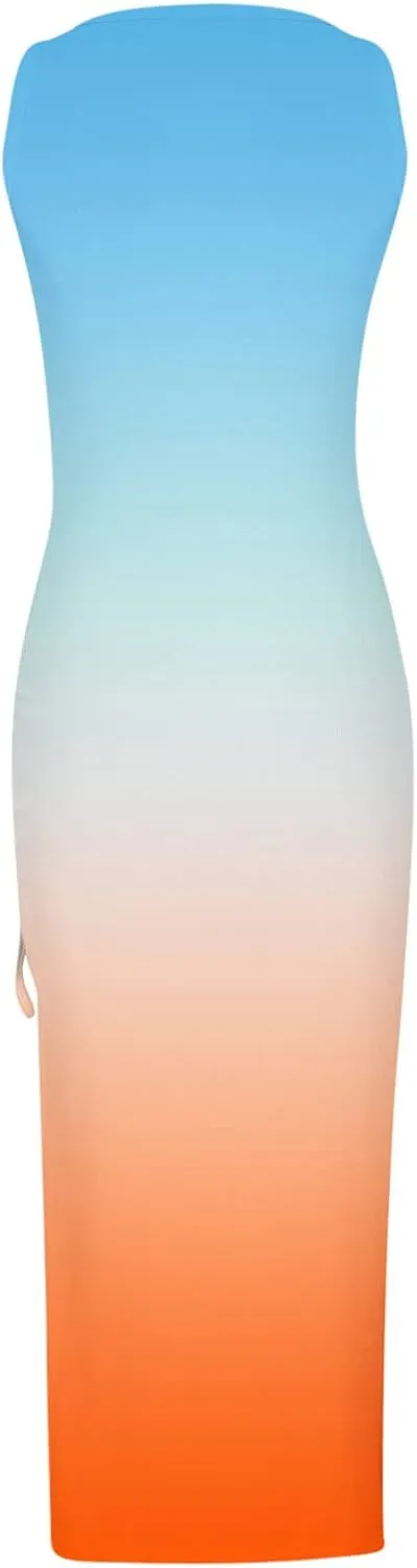 Ceboyel Womens Ribbed Tank Dress Bodycon Summer Dresses Split Casual Sun Dresses Trendy Sexy Maxi Long Sundresses 2023