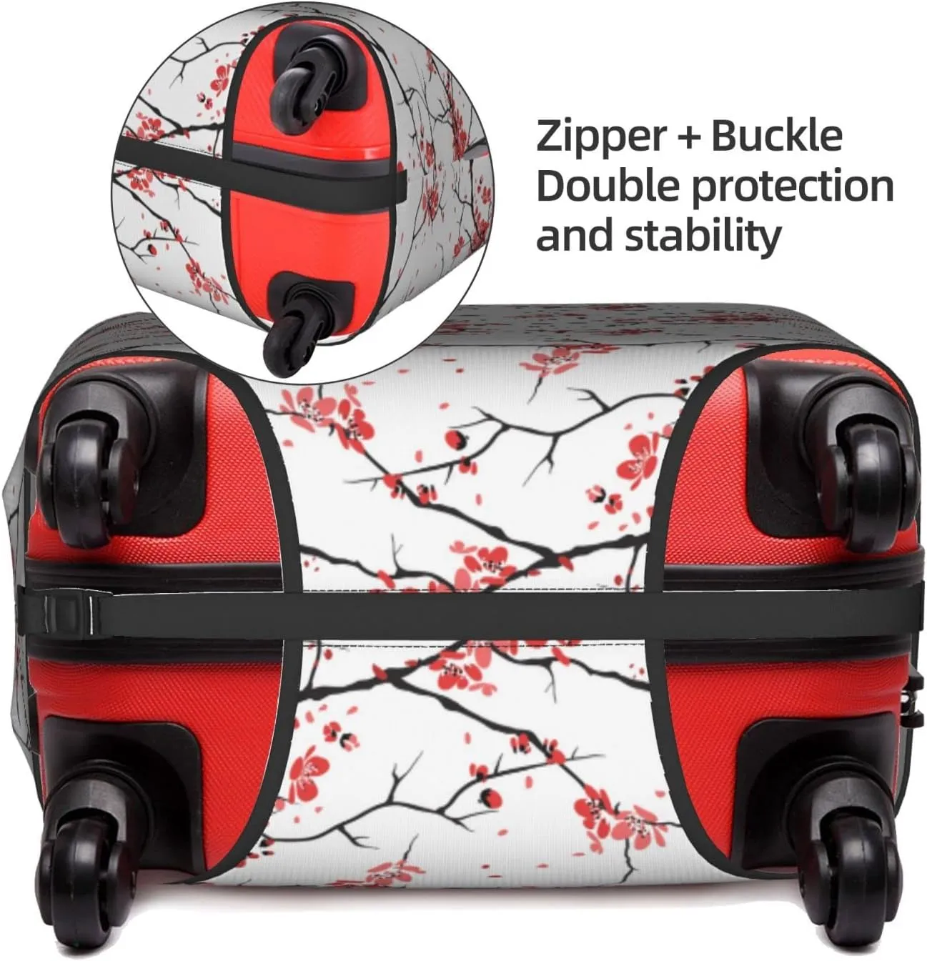 Cherry Blossoms Flower Travel Luggage Cover Fits 18-32 Inch Luggage, Washable Suitcase Cover Protector with Concealed Zipper for Wheeled Suitcase Tsa Approved