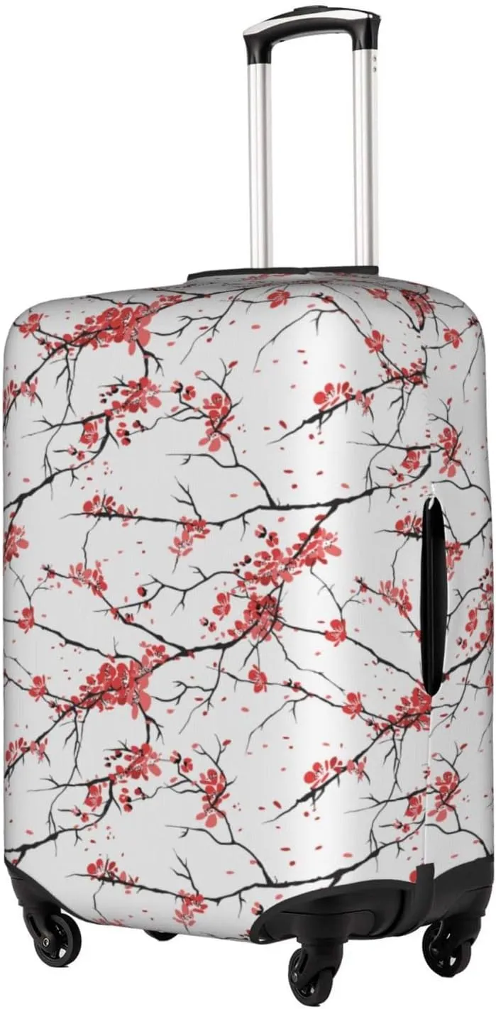 Cherry Blossoms Flower Travel Luggage Cover Fits 18-32 Inch Luggage, Washable Suitcase Cover Protector with Concealed Zipper for Wheeled Suitcase Tsa Approved