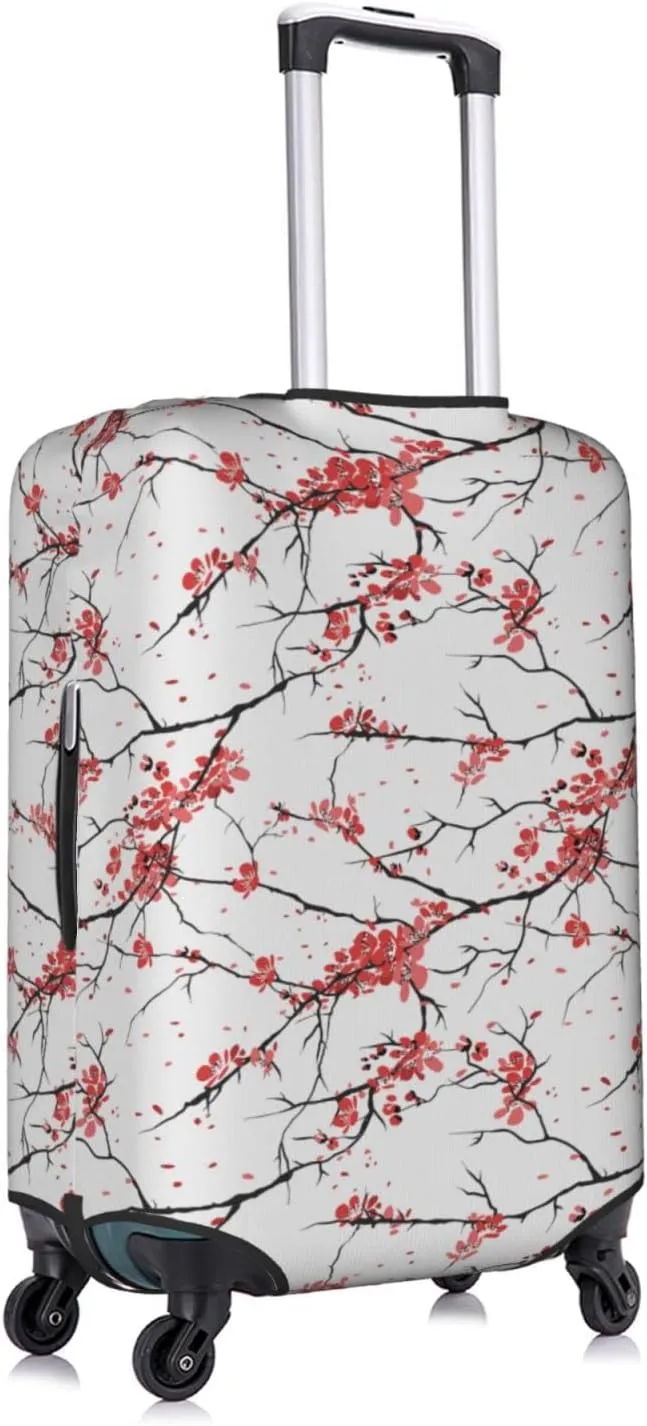 Cherry Blossoms Flower Travel Luggage Cover Fits 18-32 Inch Luggage, Washable Suitcase Cover Protector with Concealed Zipper for Wheeled Suitcase Tsa Approved