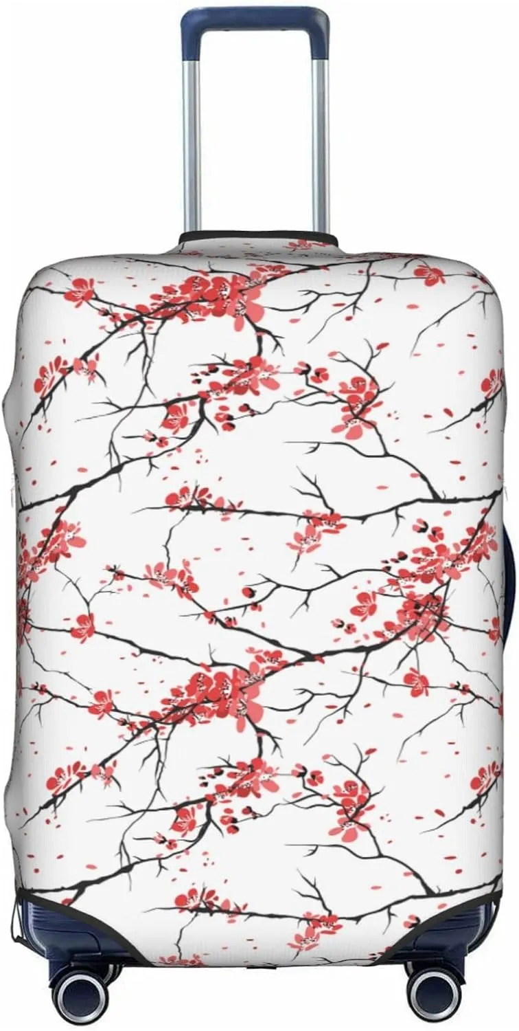 Cherry Blossoms Flower Travel Luggage Cover Fits 18-32 Inch Luggage, Washable Suitcase Cover Protector with Concealed Zipper for Wheeled Suitcase Tsa Approved