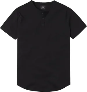 Clothing Men's Premium AO Henley Casual Short Sleeve T-Shirt | Classic Curve-Hem | PYCA Pro Soft Fabric