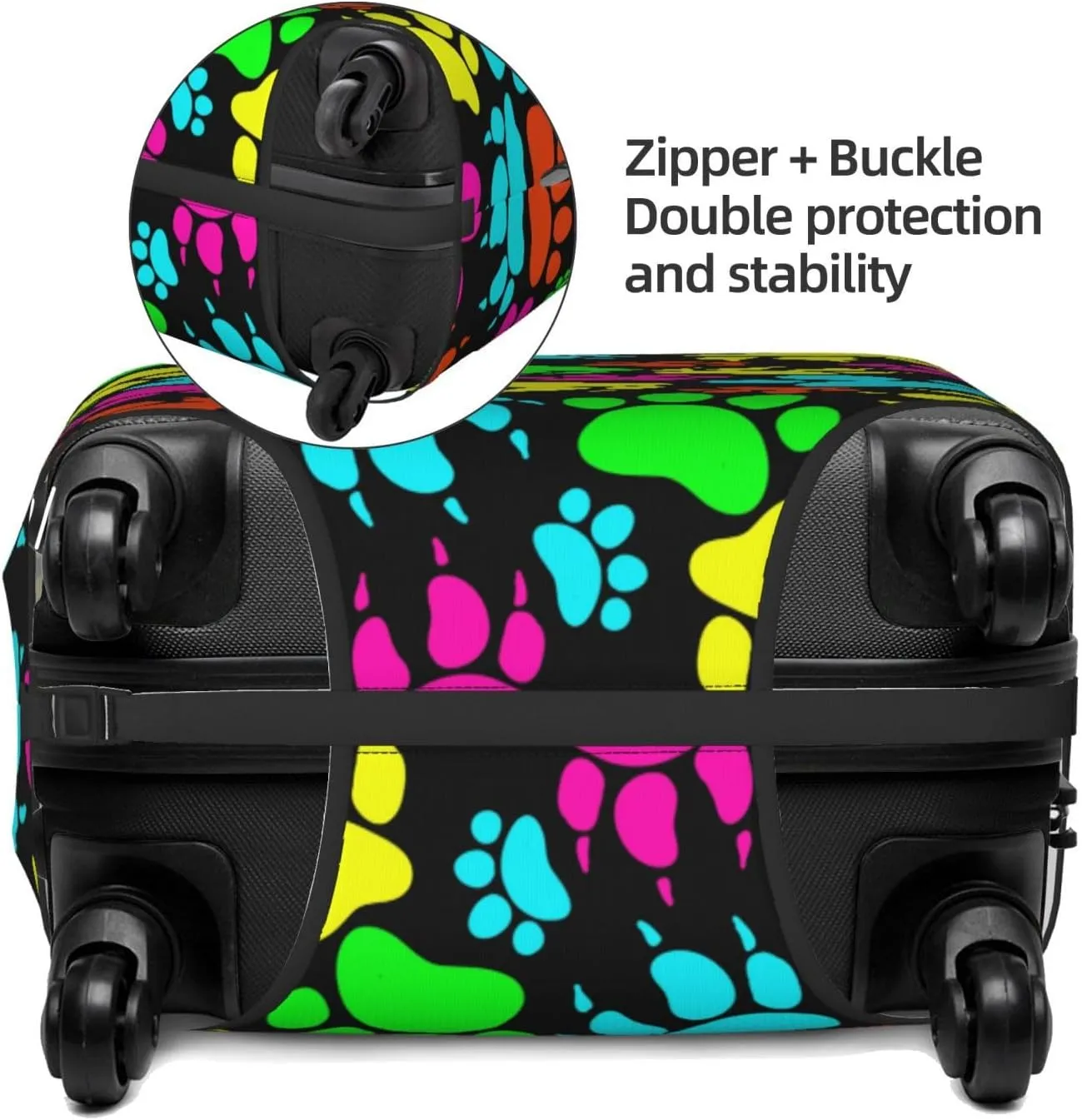 Colorful Dogs Paws Elastic Suitcase Cover Scratch Resistant Luggage Case Travel Luggage Protector for Men Women S 18-21 inch