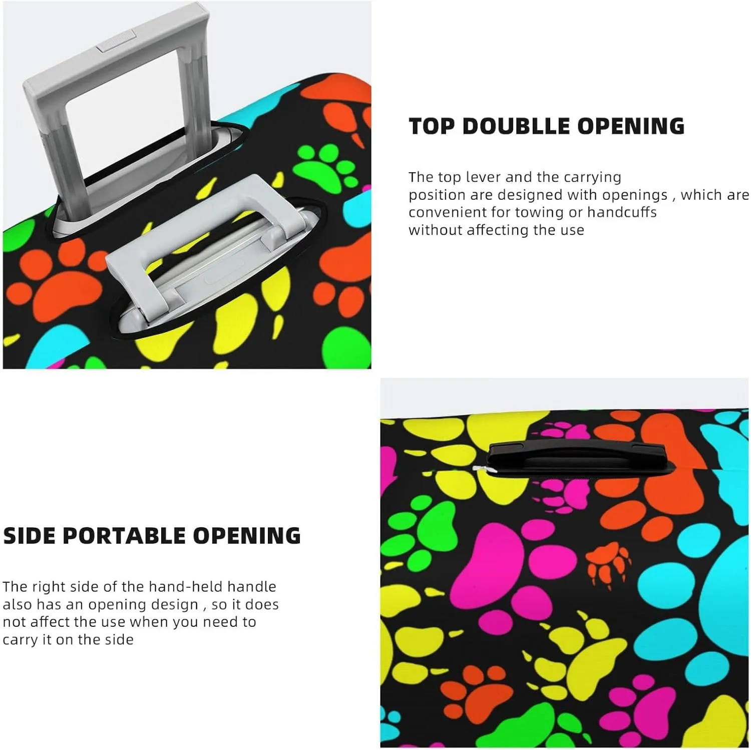 Colorful Dogs Paws Elastic Suitcase Cover Scratch Resistant Luggage Case Travel Luggage Protector for Men Women S 18-21 inch