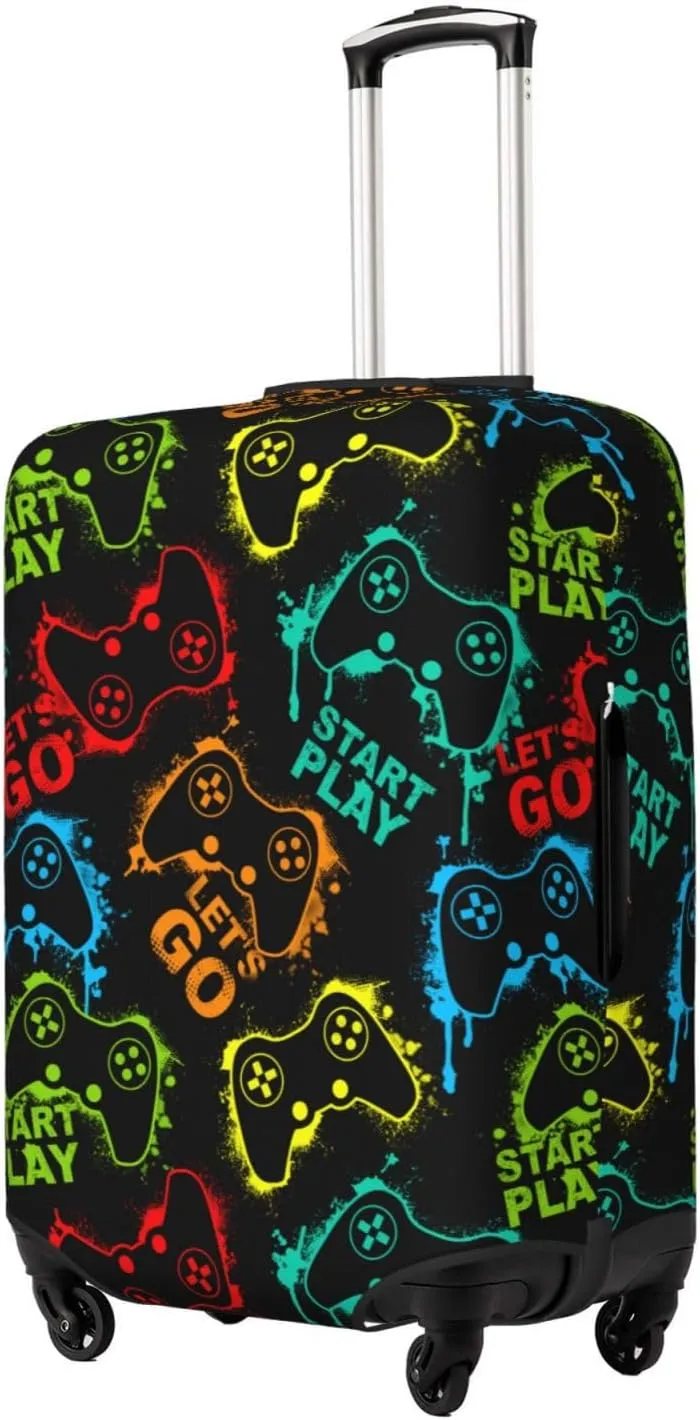 Colorful Game Joystick Luggage Suitcase Covers Elastic Washable Fashionable And Cool Luggage Protector Travel Suitcase Protective Cover For Kid And Adult, M (Fit 22-24 Inch Luggage)