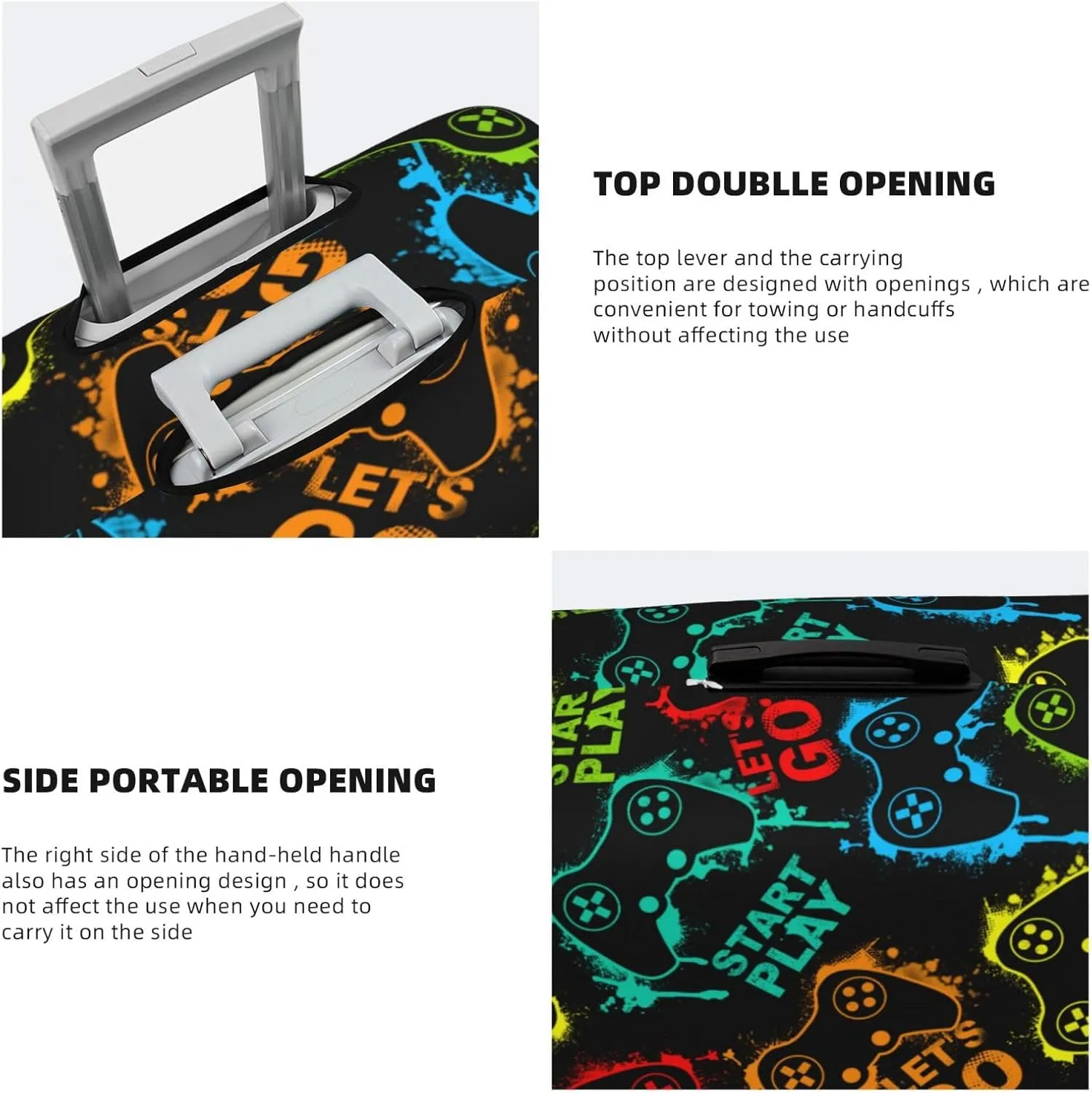 Colorful Game Joystick Luggage Suitcase Covers Elastic Washable Fashionable And Cool Luggage Protector Travel Suitcase Protective Cover For Kid And Adult, M (Fit 22-24 Inch Luggage)