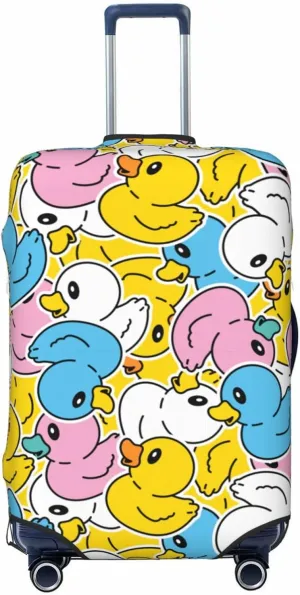 Colorful Rubber Ducks Luggage Suitcase Covers Elastic Washable Lovely Ducky Luggage Protector Travel Suitcase Protective Cover For Kid And Adult, S (Fit 18-21 Inch Luggage)