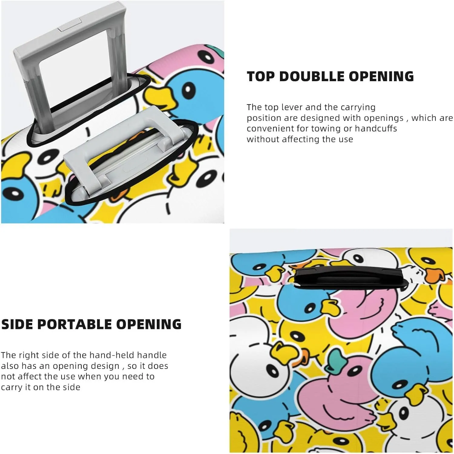 Colorful Rubber Ducks Luggage Suitcase Covers Elastic Washable Lovely Ducky Luggage Protector Travel Suitcase Protective Cover For Kid And Adult, S (Fit 18-21 Inch Luggage)