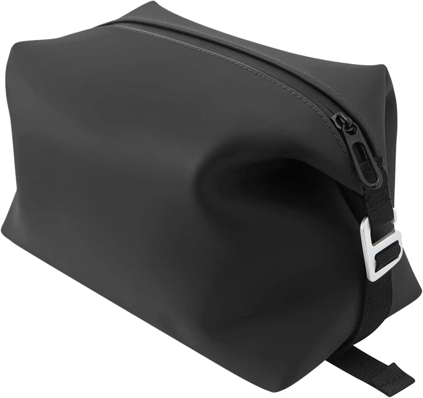 CONTAIL 6.5" 3L Silicone Toiletry Bag with 3 Mesh Pocket,Water-resistant Mens Dopp Kit,Foldable Shaving Bag for Toiletries Accessories,Black