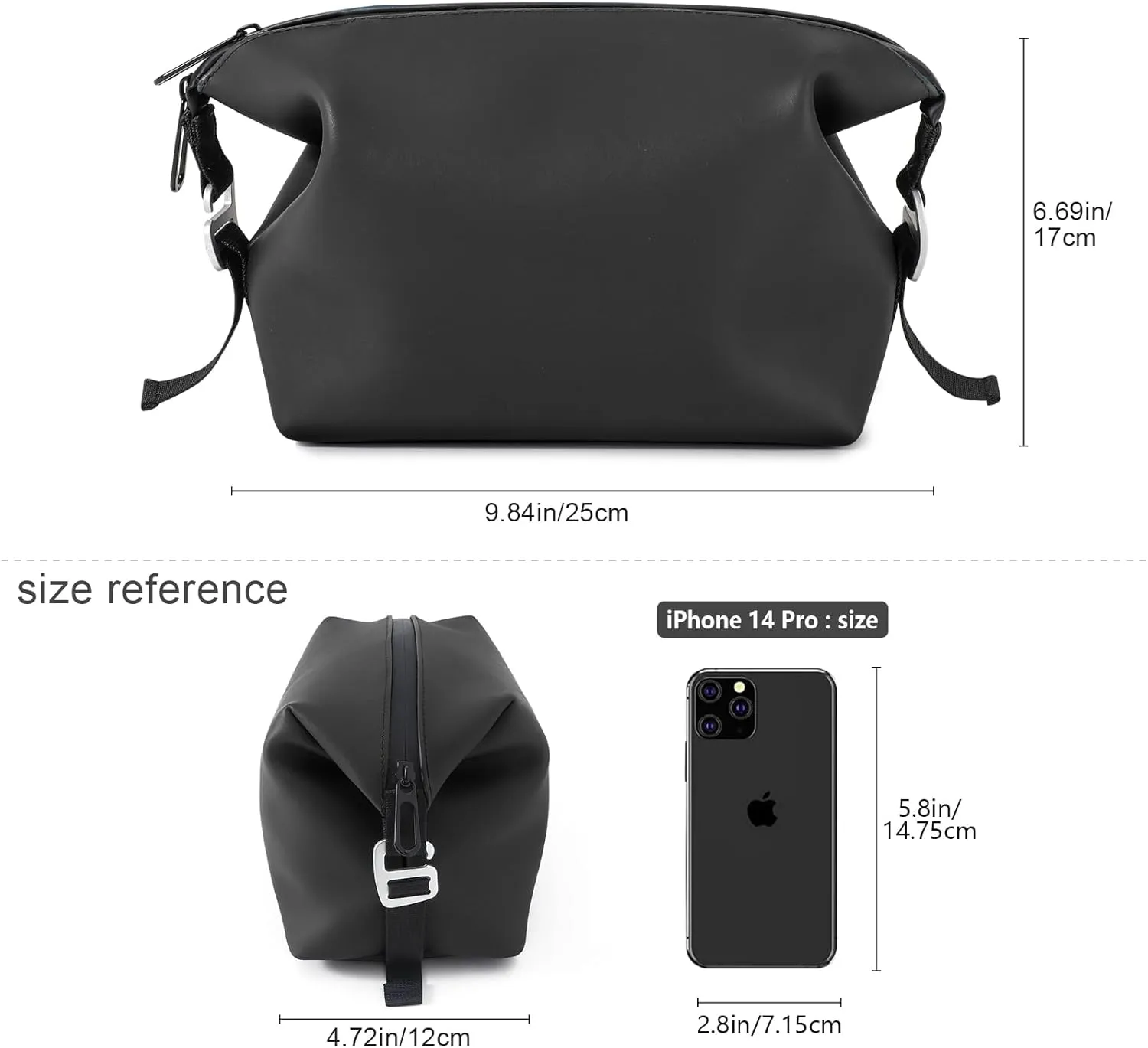 CONTAIL 6.5" 3L Silicone Toiletry Bag with 3 Mesh Pocket,Water-resistant Mens Dopp Kit,Foldable Shaving Bag for Toiletries Accessories,Black