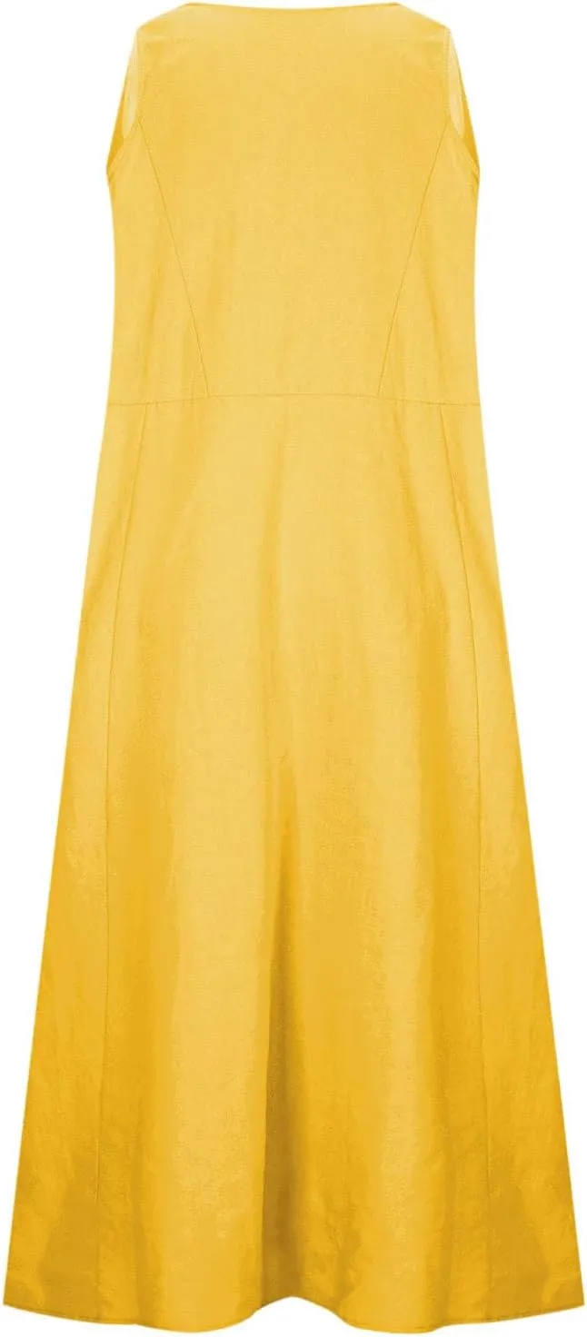 Cotton Linen Maxi Dress for Women 2025 Summer Boho Casual Beach Dresses Sleeveless Solid Long Dress Vacation Outfits