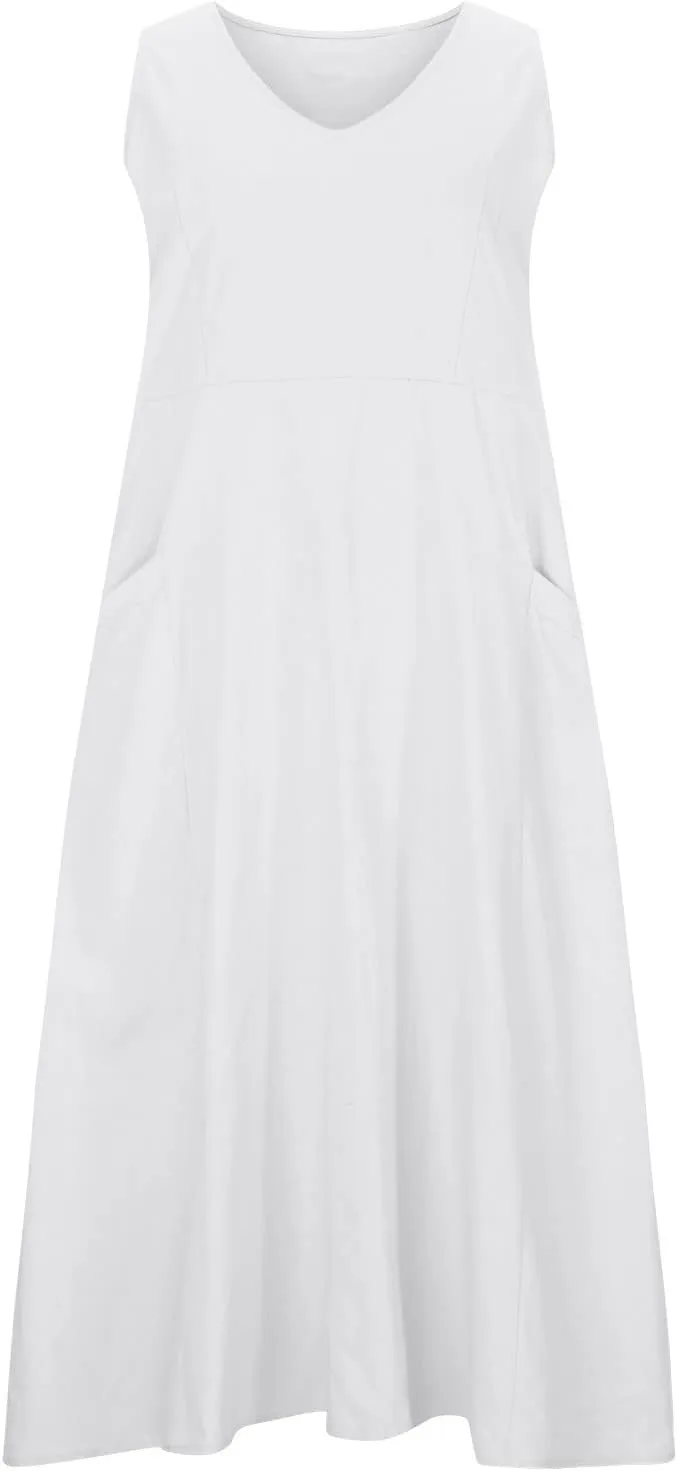 Cotton Linen Maxi Dress for Women 2025 Summer Boho Casual Beach Dresses Sleeveless Solid Long Dress Vacation Outfits