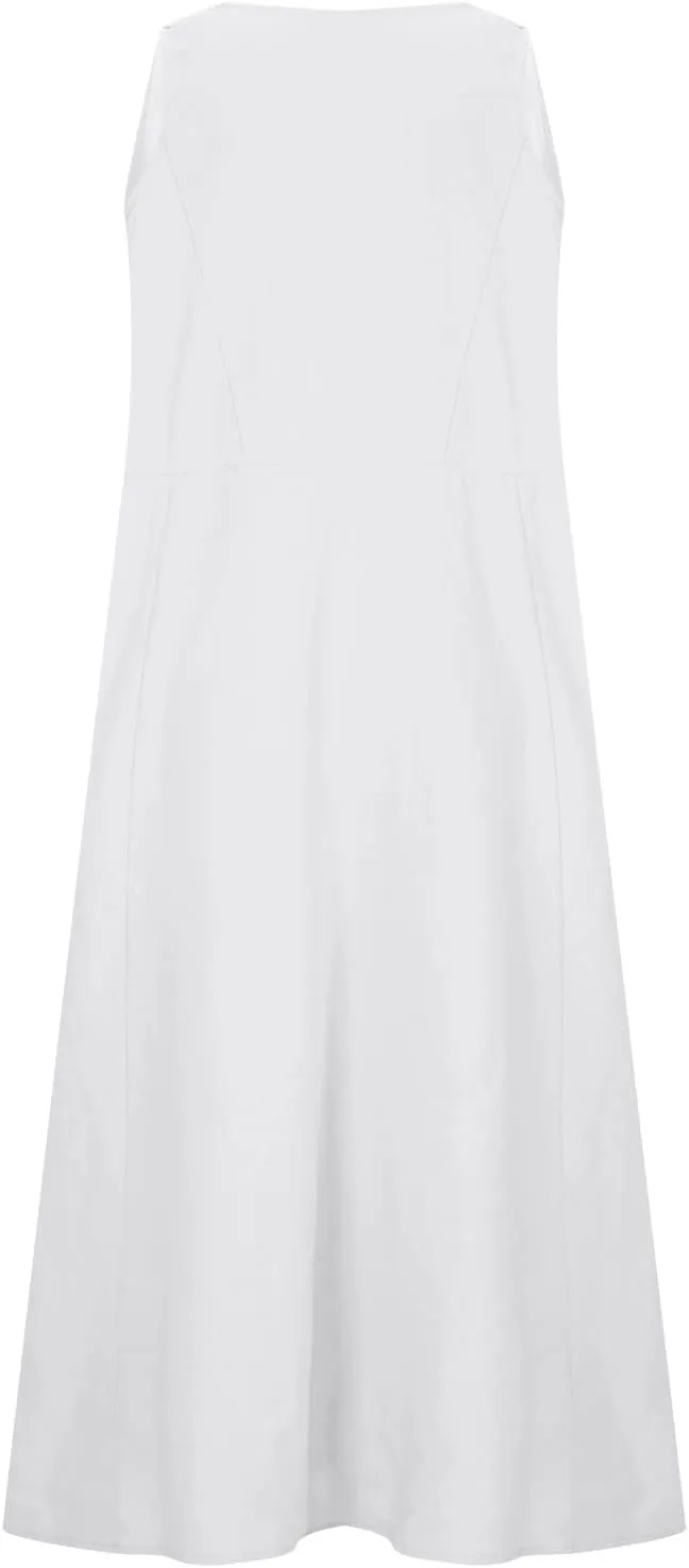 Cotton Linen Maxi Dress for Women 2025 Summer Boho Casual Beach Dresses Sleeveless Solid Long Dress Vacation Outfits