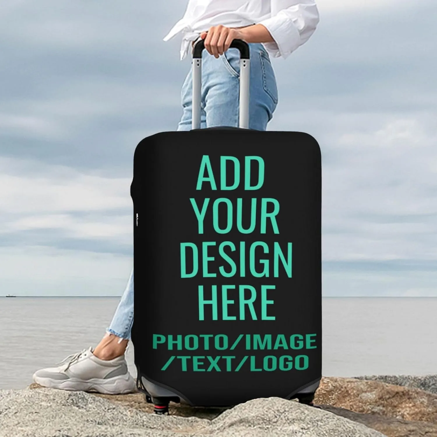 Custom Luggage Cover Personalized Travel Suitcase Protector Add Your Own Name Photo Text Elastic Washable Baggage Covers For Kid And Adult 4 Sizes