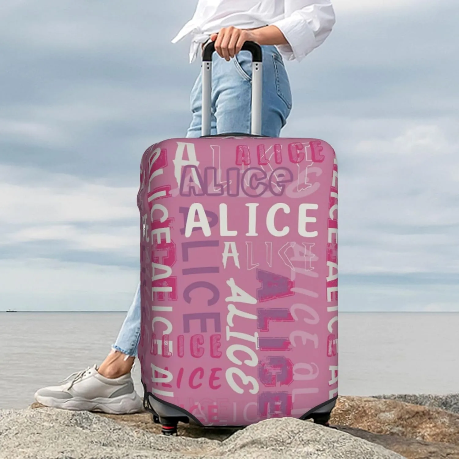 Custom Luggage Cover Personalized Travel Suitcase Protector Add Your Own Name Photo Text Elastic Washable Baggage Covers For Kid And Adult 4 Sizes