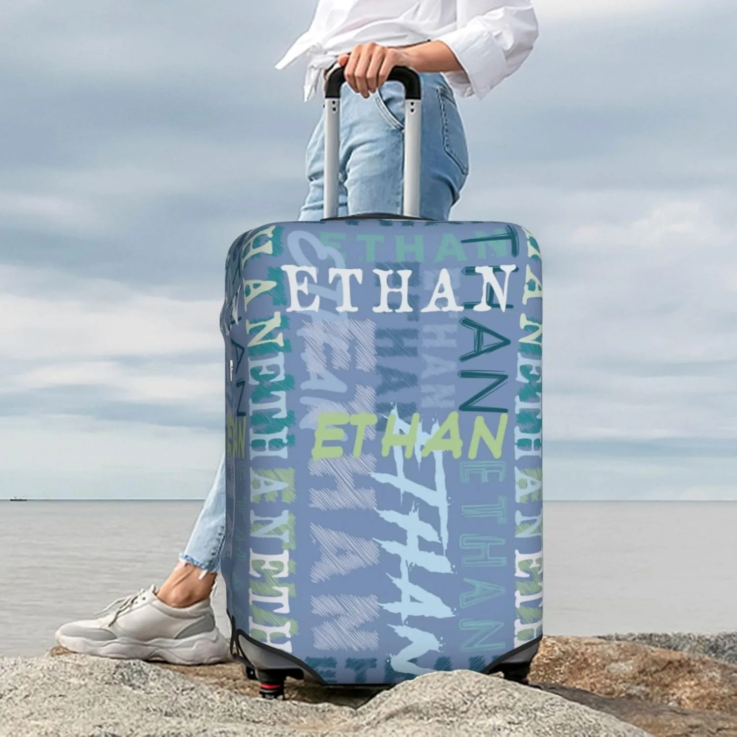 Custom Luggage Cover Personalized Travel Suitcase Protector Add Your Own Name Photo Text Elastic Washable Baggage Covers For Kid And Adult 4 Sizes