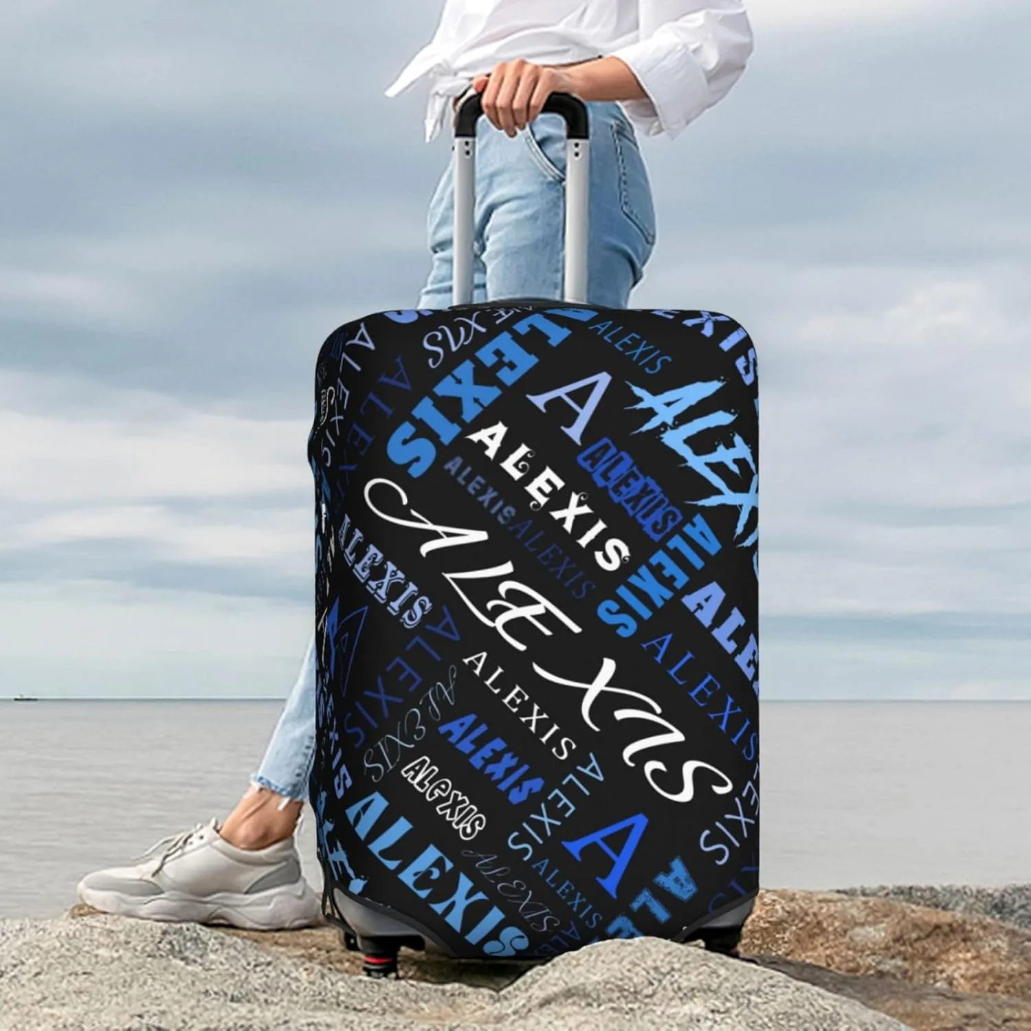 Custom Luggage Cover Personalized Travel Suitcase Protector Add Your Own Name Photo Text Elastic Washable Baggage Covers For Kid And Adult 4 Sizes