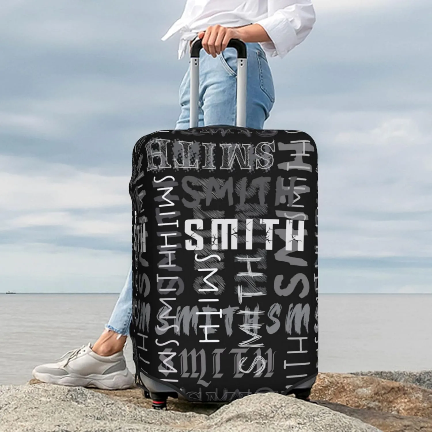 Custom Luggage Cover Personalized Travel Suitcase Protector Add Your Own Name Photo Text Elastic Washable Baggage Covers For Kid And Adult 4 Sizes