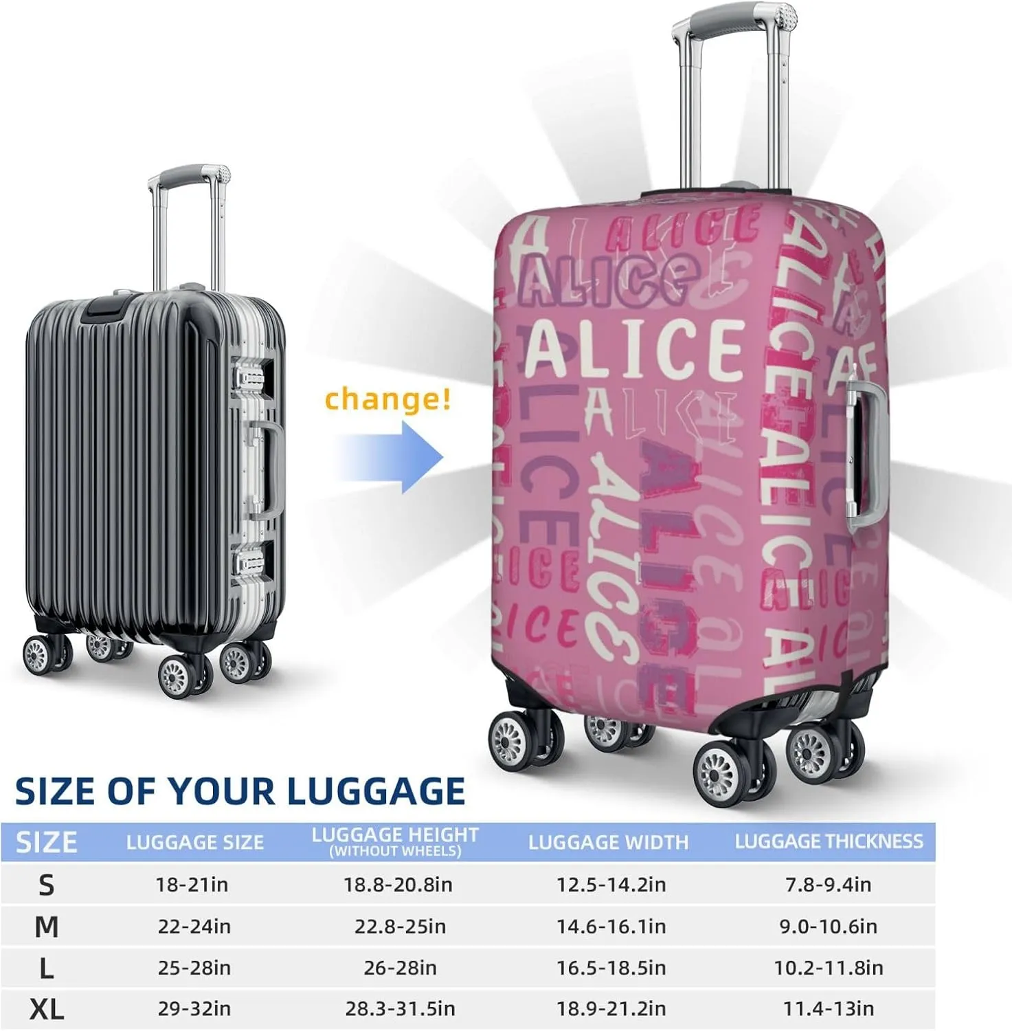 Custom Luggage Cover Personalized Travel Suitcase Protector Add Your Own Name Photo Text Elastic Washable Baggage Covers For Kid And Adult 4 Sizes